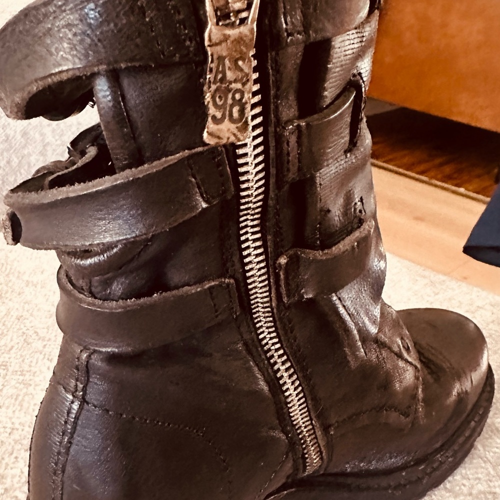 A.S.98 Black Leather Ankle Boots